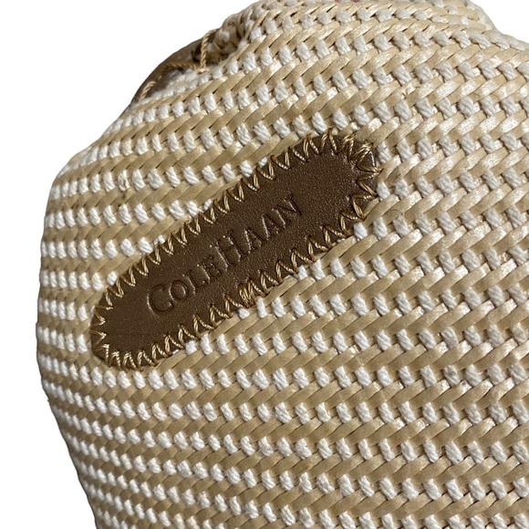 Cole Haan Sarah Bronze Straw Satchel Bag Boho Chic Beach Purse Woven Tote - Picture 4 of 10